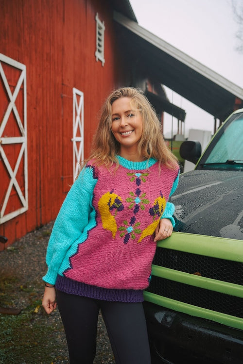 90s horse mørk rosa og lys turkis