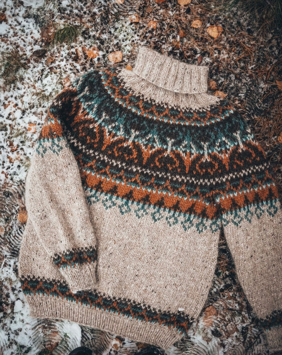 Alasuq Polar beige tweed og amber heather
