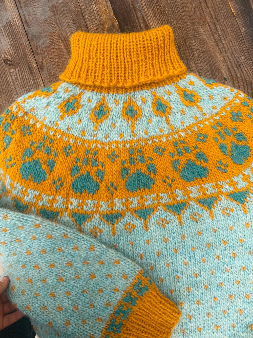 Fjordfolk polar Dolphin blue with dragon teal