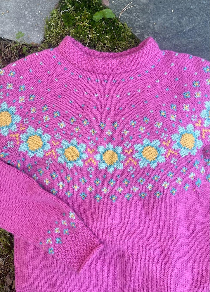 Pokharagenser rundfelling rosa og mintgrønn