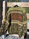 Pinto horse sweater green
