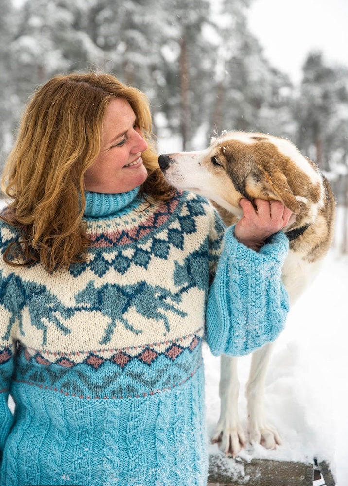 Tufsingdalgenser lys blåturkis og pudderrosa melert