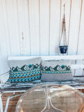 Harila cushion set light grey and petrol