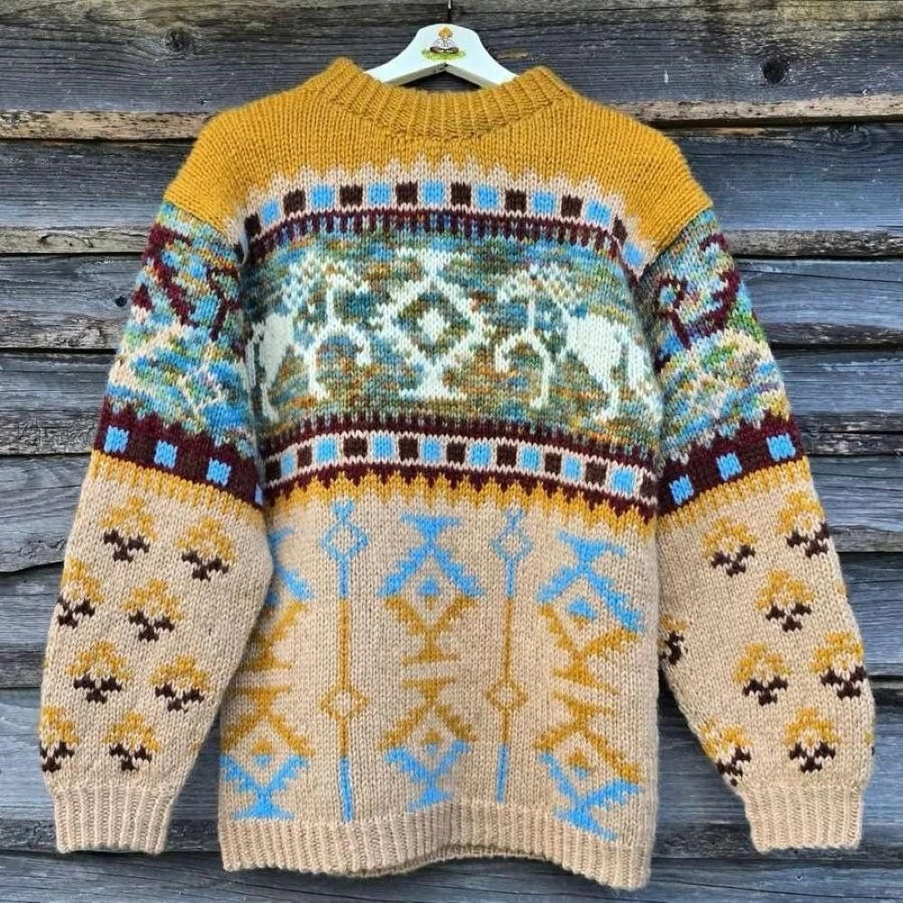 Pinto beige og sennepsgul fra Villmarksgensere av Linka Neumann