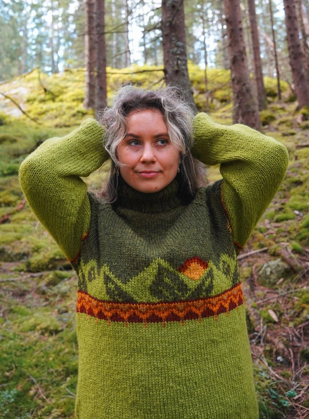 Harilagenser minimalistisk skogsgrønn og eplegrønn fra Villmarksgensere av Linka Neumann