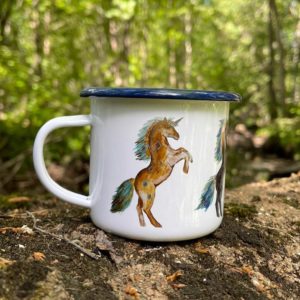 Enamel cup dark unicorn
