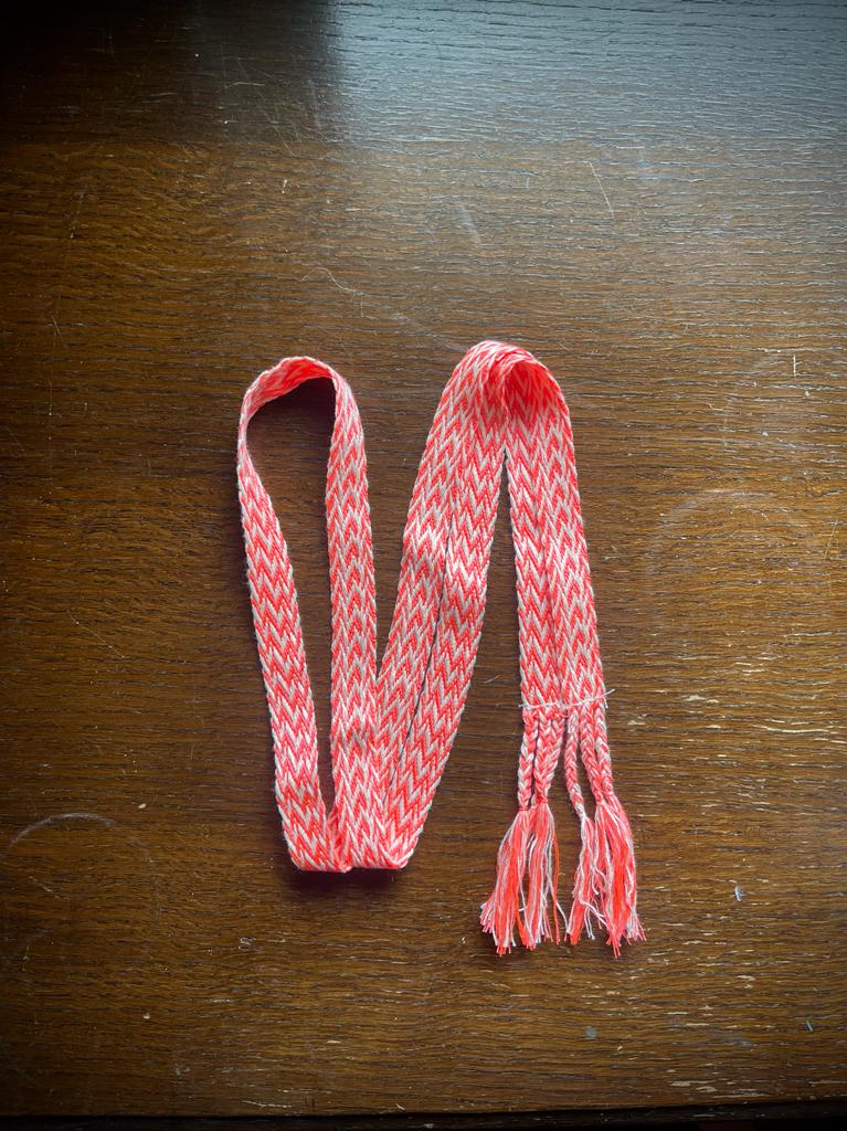Tie belt narrow Corall/cream Linka Neumann Villmarksgensere