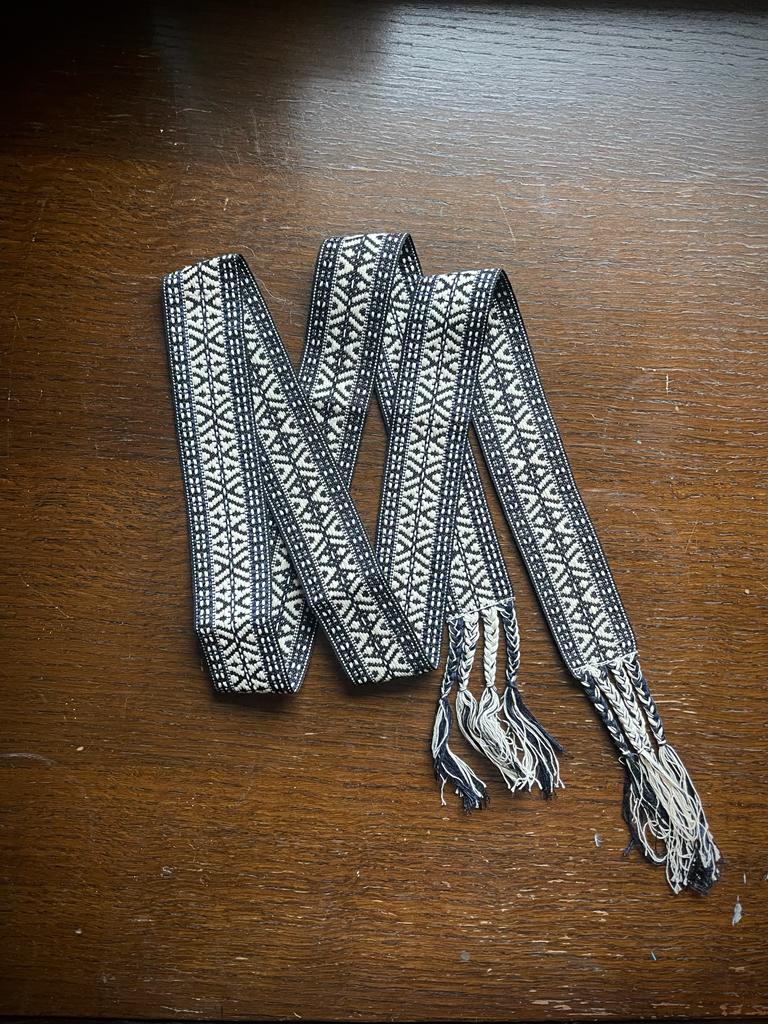 Tie belt black/cream wide Linka Neumann Villmarksgensere