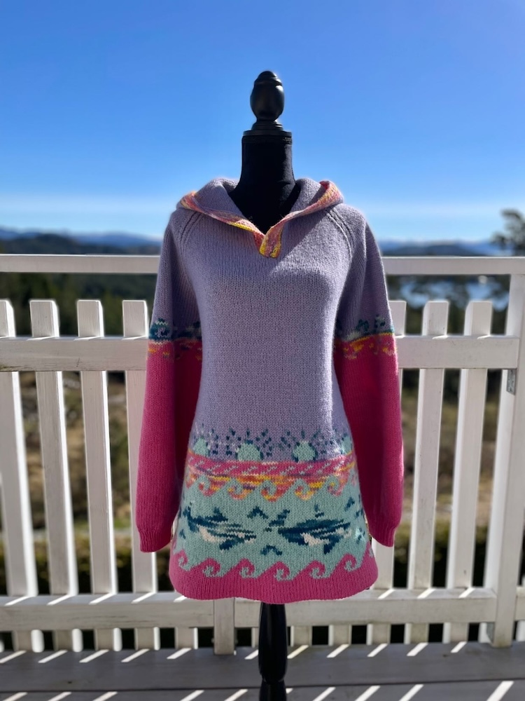 Der Naturschutzpullover in Helllila und Rosa