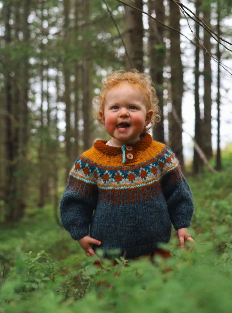 Südwestpullover für Kinder, Petrol Melange und Vokuhila von Wilderness Sweaters by Linka Neumann
