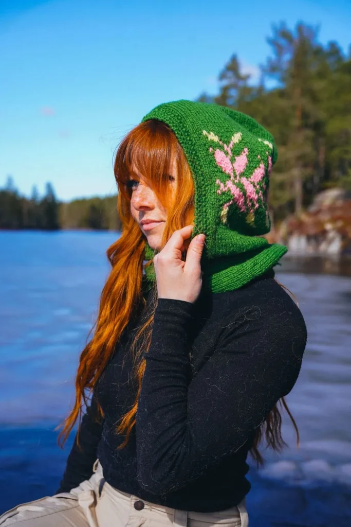Elven hood green from the Spring Collection 2026 Wilderness Sweaters by Linka Neumann